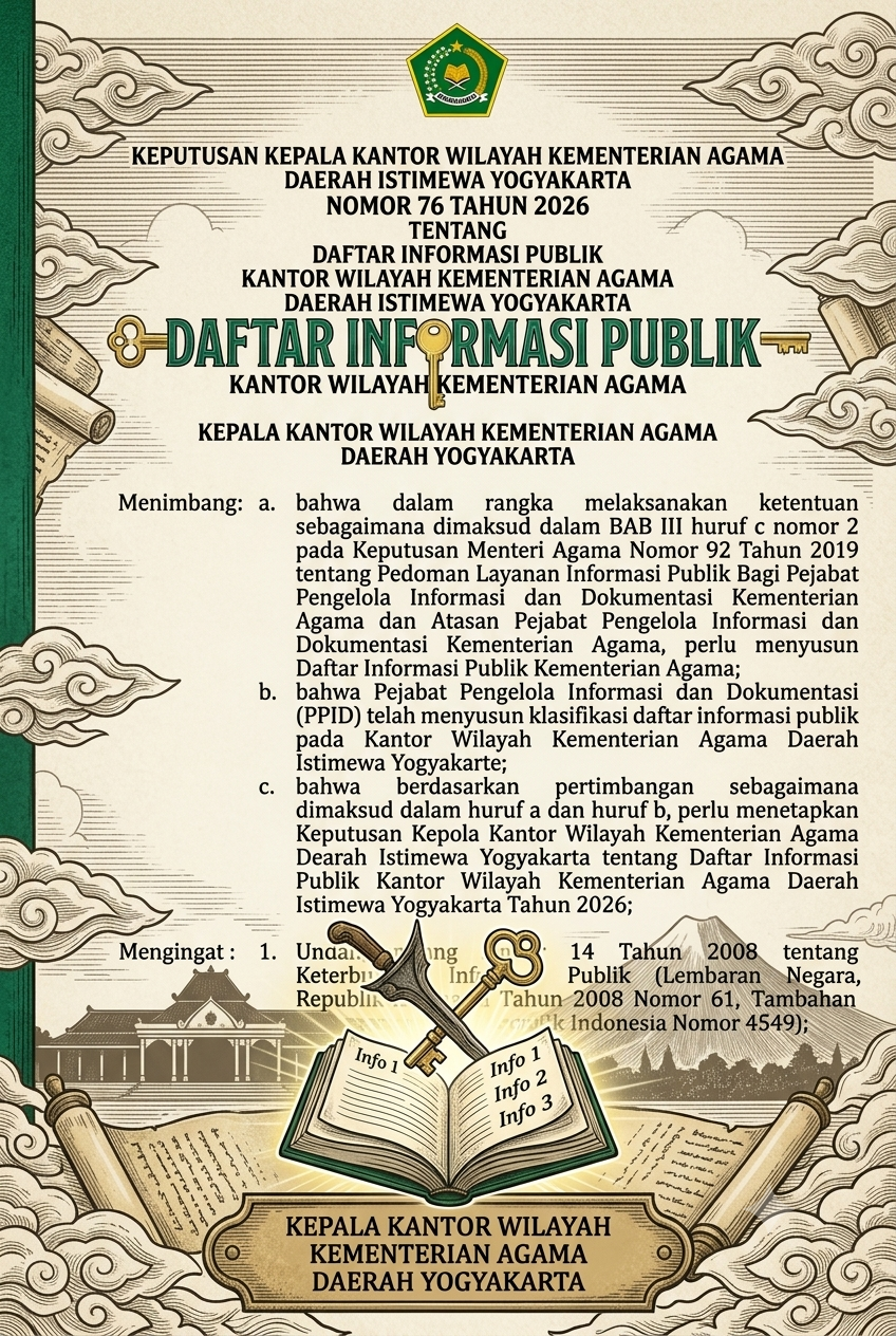 Wujudkan Transparansi, Kanwil Kemenag DIY Tetapkan Daftar Informasi Publik 2026
